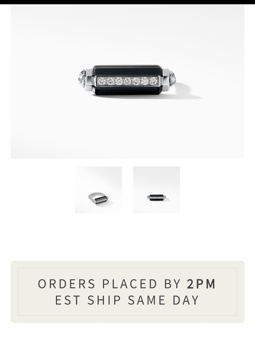 David Yurman Sterling Onyx and Diamond Cable Ring in Black and Silver